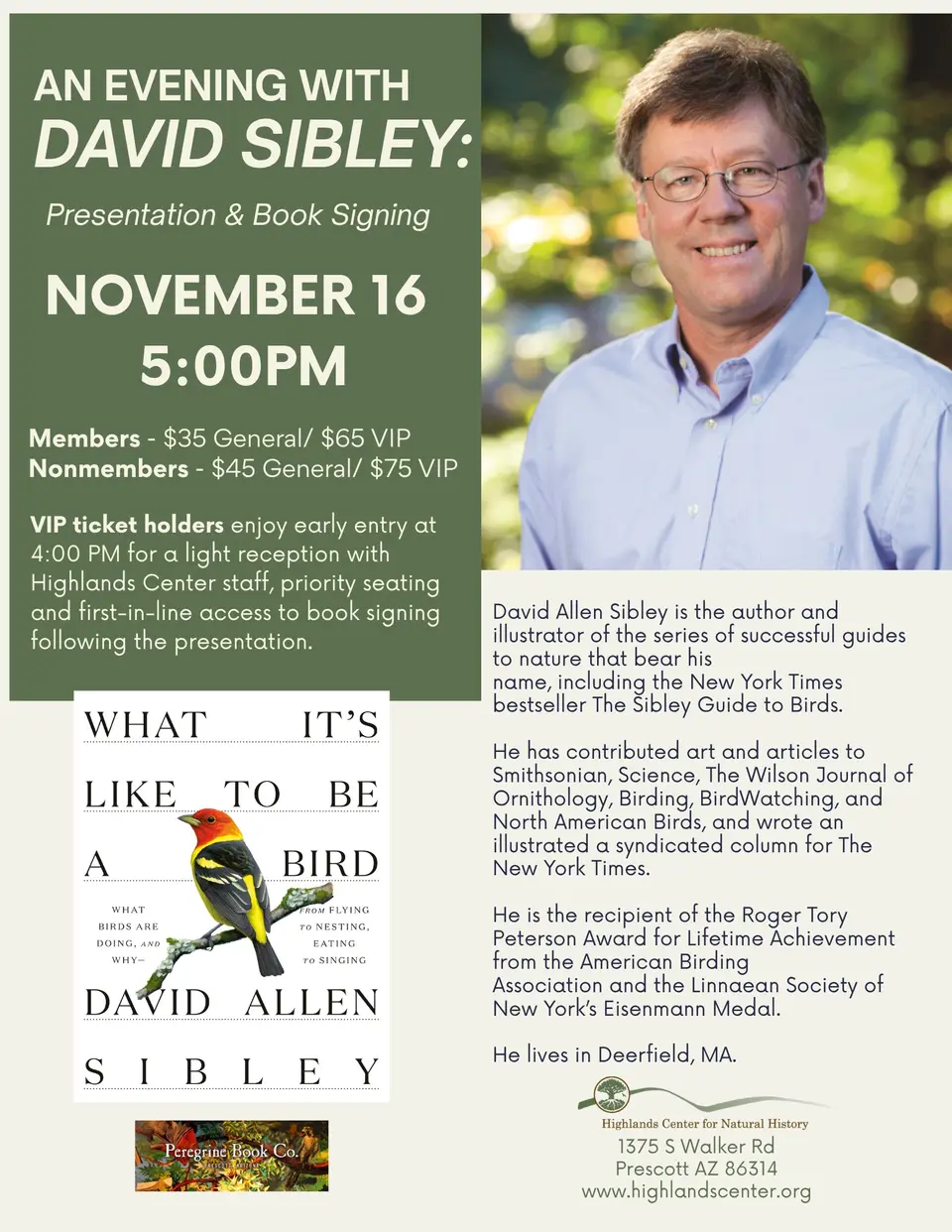 An Evening with David Sibley: Presentation and Book Signing
